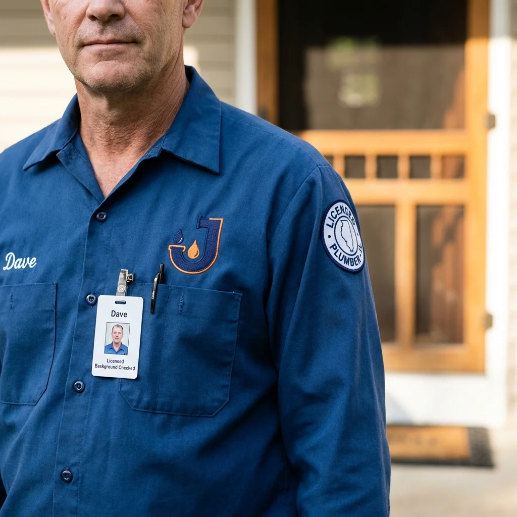 Licensed plumber showing ID badge in Port Orchard, WA