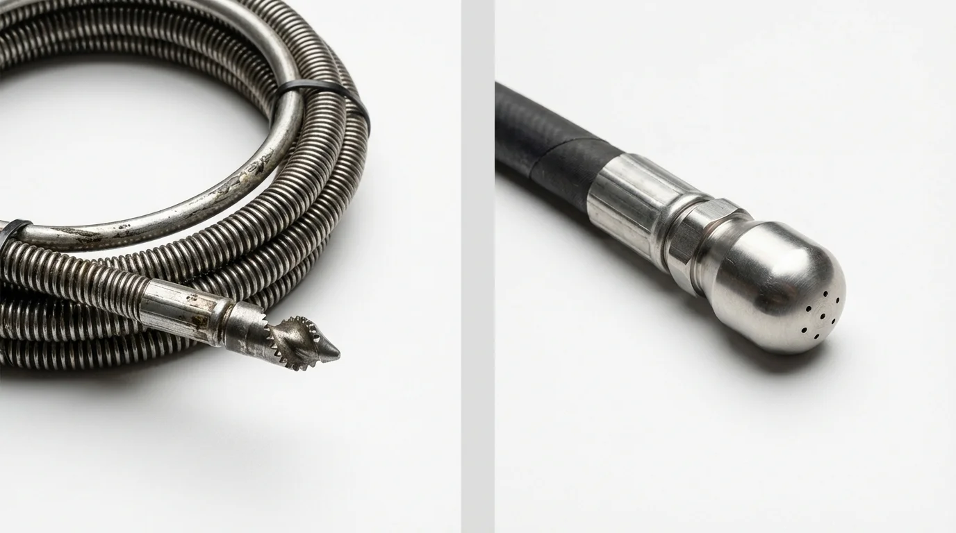 Drain snake cable and hydro jetting nozzle used for drain cleaning in Port Orchard, WA